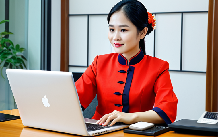 **

"A successful Vietnamese businesswoman in a tailored áo dài (traditional Vietnamese dress) suitable for the office, working on a laptop in a modern Hanoi office setting. Safe for work, appropriate content, fully clothed, professional, modest, perfect anatomy, natural proportions, high-quality professional photography, well-formed hands, proper finger count."

**