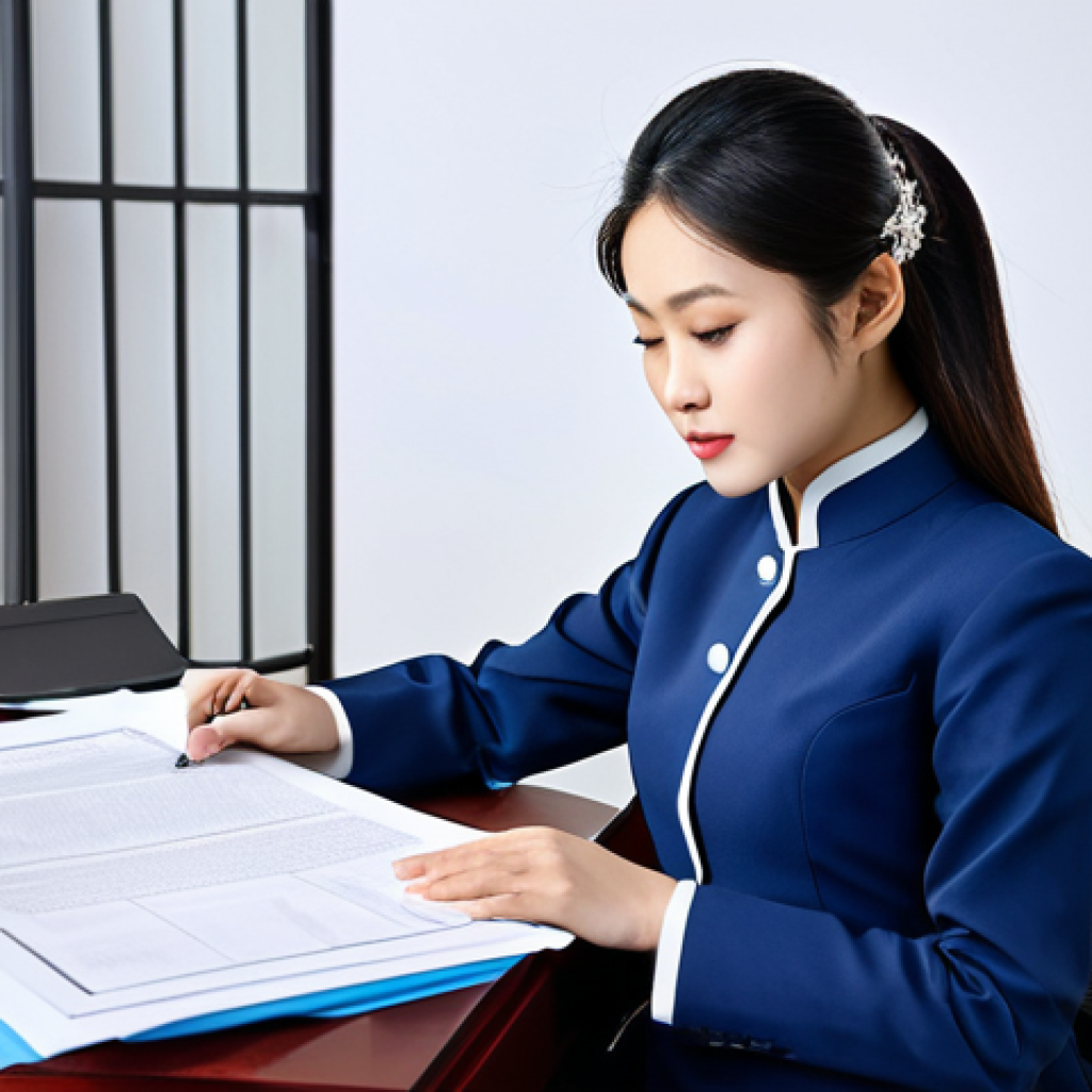 변호사 자격 취득 후 첫 업무 사례 - **Prompt:** A young, professional Vietnamese lawyer, fully clothed in a modest office attire (ao dai...