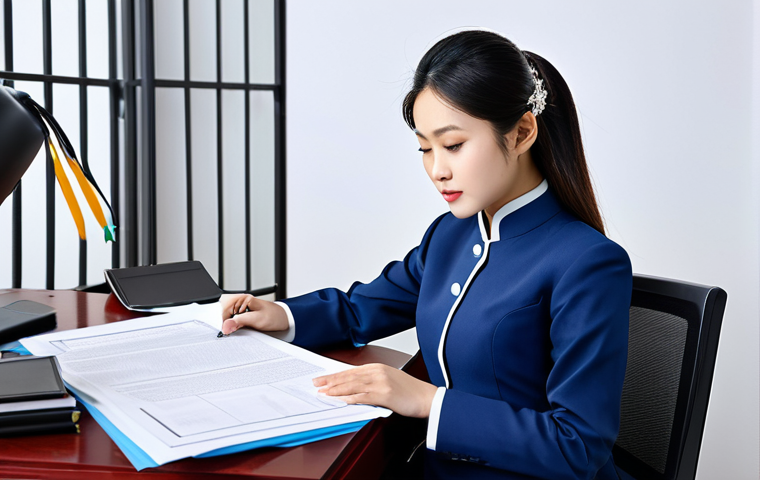 변호사 자격 취득 후 첫 업무 사례 - **Prompt:** A young, professional Vietnamese lawyer, fully clothed in a modest office attire (ao dai...
