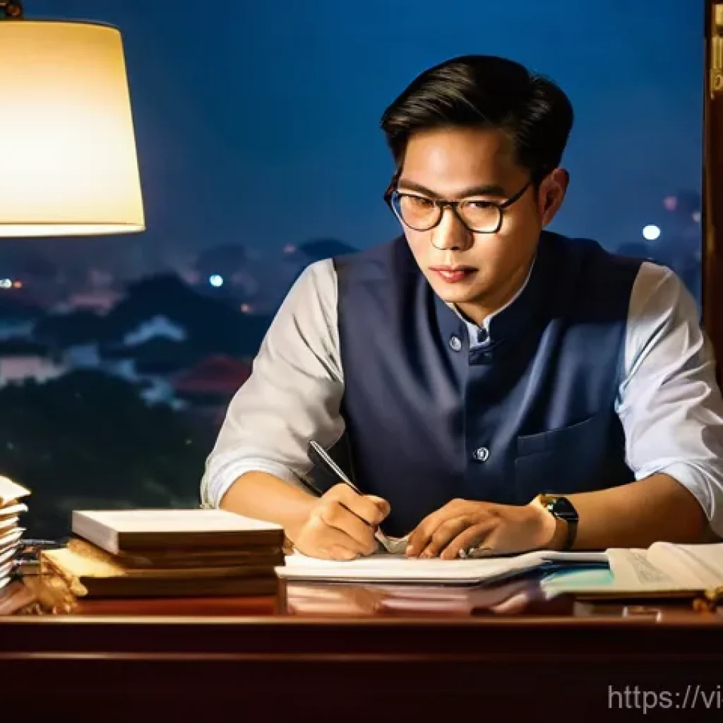 법률 변호사로 일하며 배운 교훈 - **Prompt:** A serene and tastefully decorated law office in Ho Chi Minh City. A Vietnamese female la...