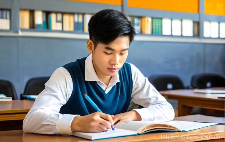 변호사 실기 시험 체크리스트 - **Image Prompt 1: Building a Strong Knowledge Foundation**
    A focused young Vietnamese student, a...