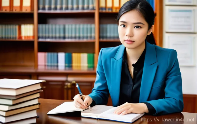 변호사 시험에서 합격률 높은 과목 - **Prompt:** A focused and diligent young female law student or aspiring lawyer, mid-20s, with a seri...