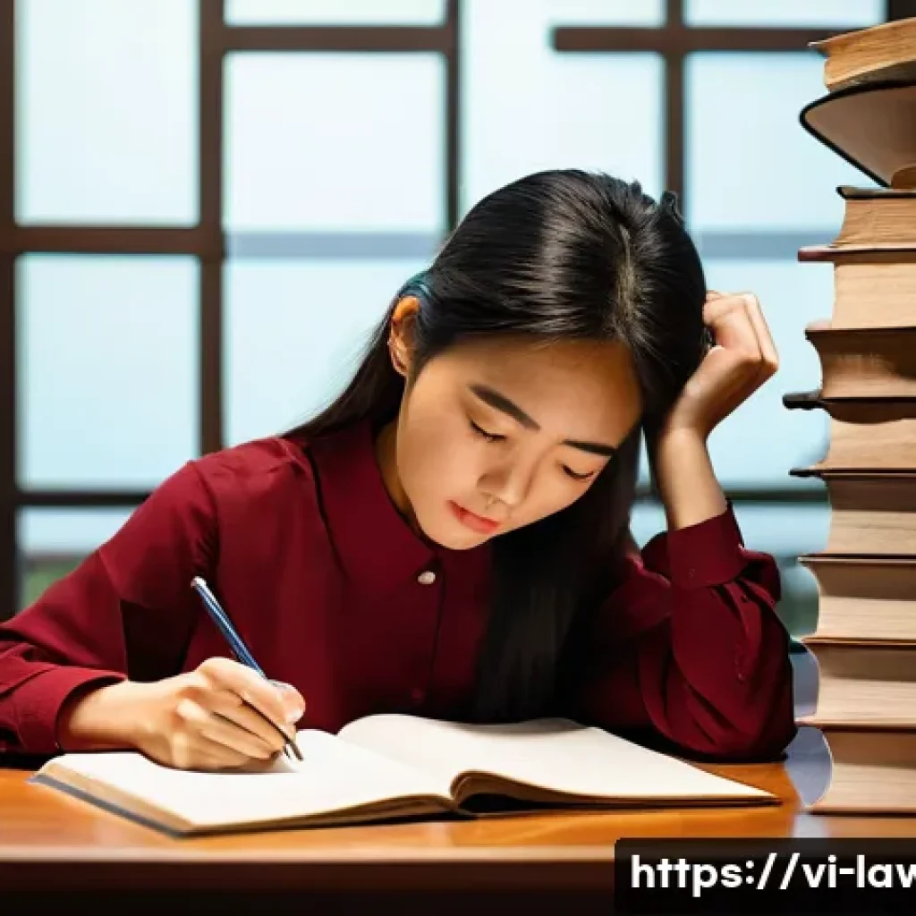 변호사 시험 공부 스케줄 관리법 - **Prompt:** A young Vietnamese female university student, dressed in comfortable yet modest everyday...