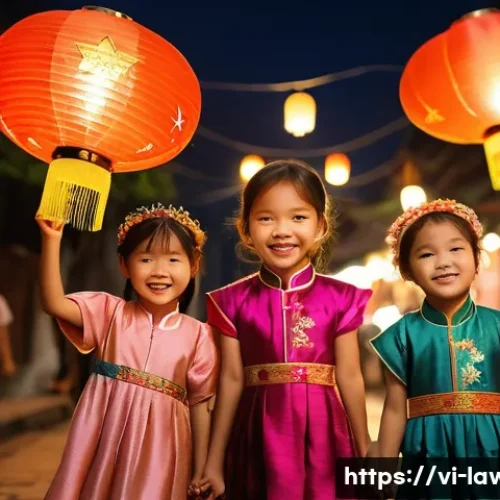 변호사 이직 성공 사례 - **Prompt:** A group of young Vietnamese children, all wearing colorful *ao dai* (traditional Vietnam...