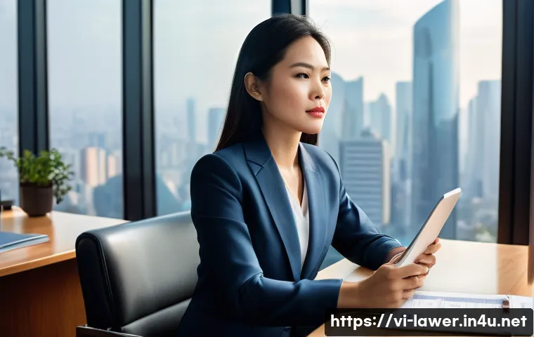 변호사 자격증으로 진출 가능한 분야 - **Prompt for In-house Legal Counsel:**
    "A confident Vietnamese female legal counsel, in her mid-...