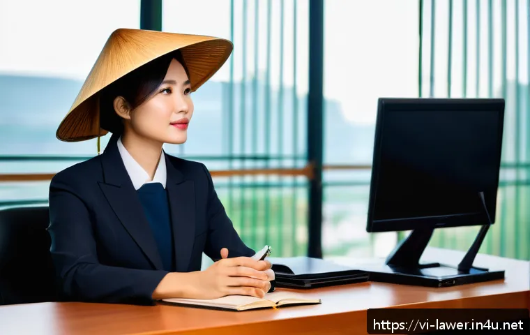 변호사 연봉 상승을 위한 기술 개발 - A professional Vietnamese lawyer in a modern office, attentively listening to a client during a cons...