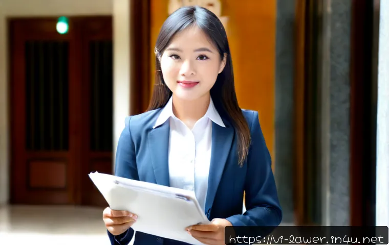 Home 17 변호사 자격 취득 후 중소 로펌 입사 사례 - Photorealistic young Vietnamese lawyer in professional business attire arriving for her first day at...
